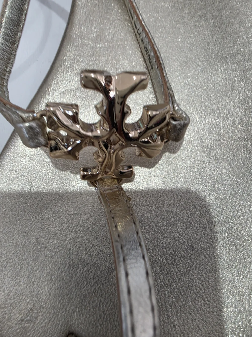 Tory Burch Metallic Gold T-Strap Sandals Size 11